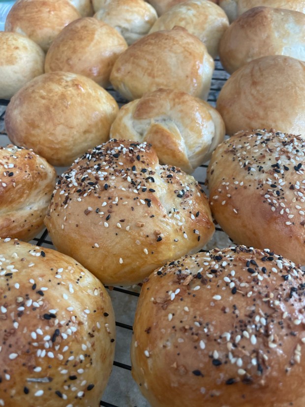 everything seasoning and plain challah rolls